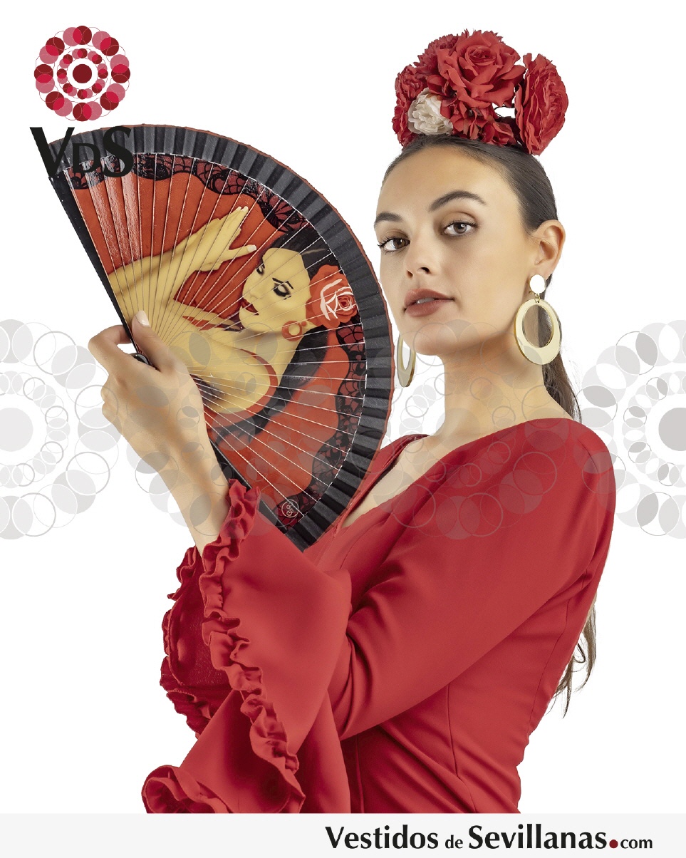 Abanico FLAMENCA pintado en Madera_3col