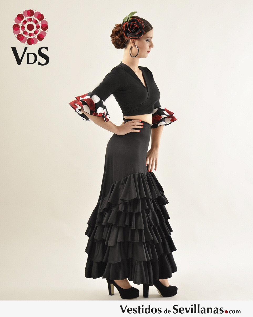 Falda Flamenco Negra Volantes