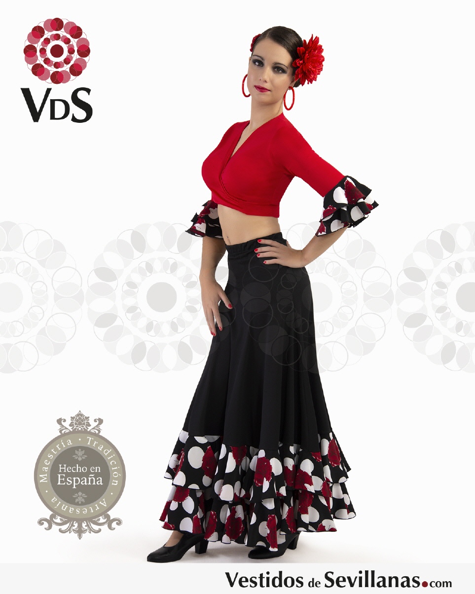 Falda de baile flamenco con dos volantes