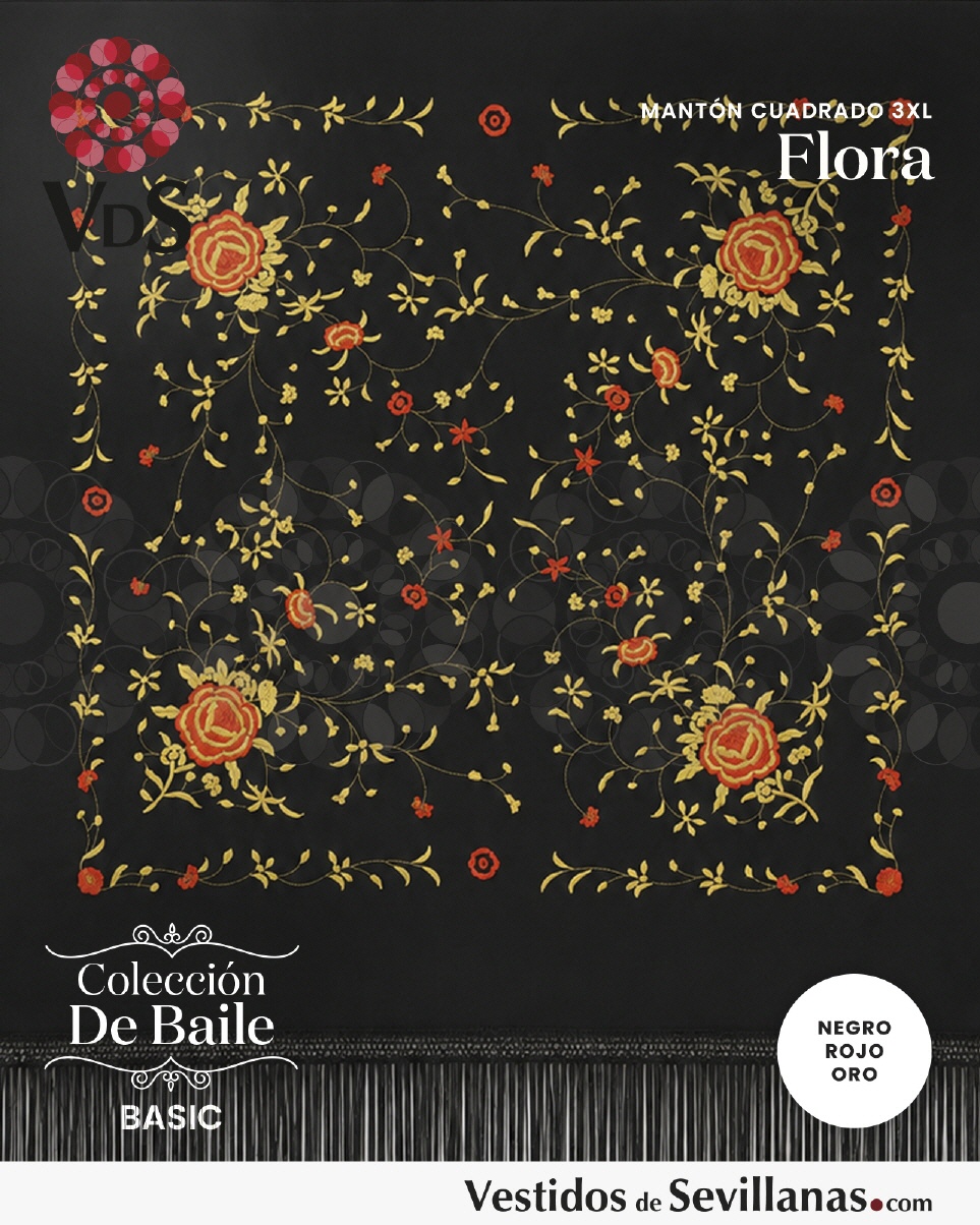 Mant&oacute;n Cuadrado  FLORA Bordado T.3XL_3col