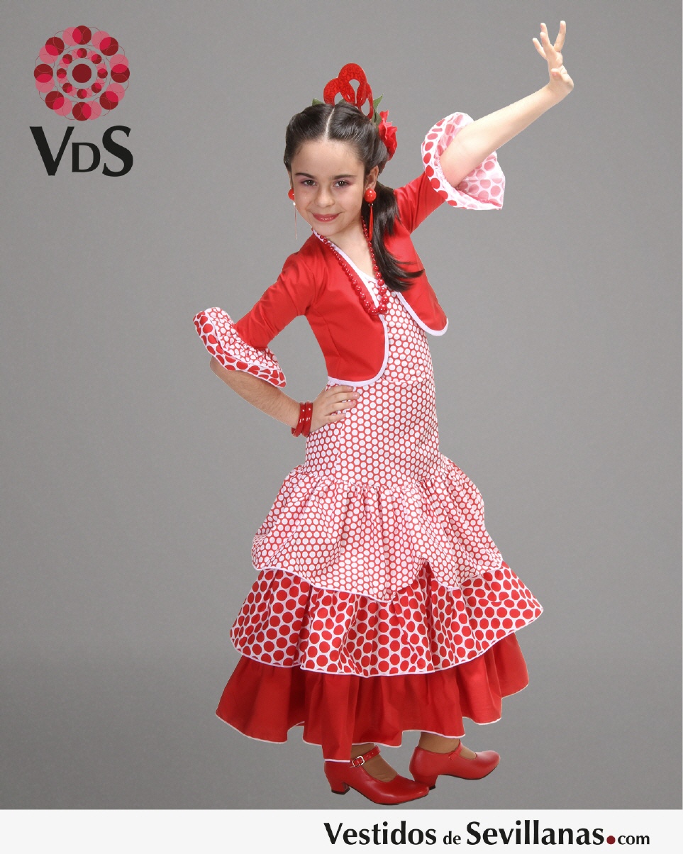 Traje de Flamenca infantil MÁLAGA Largo_3col