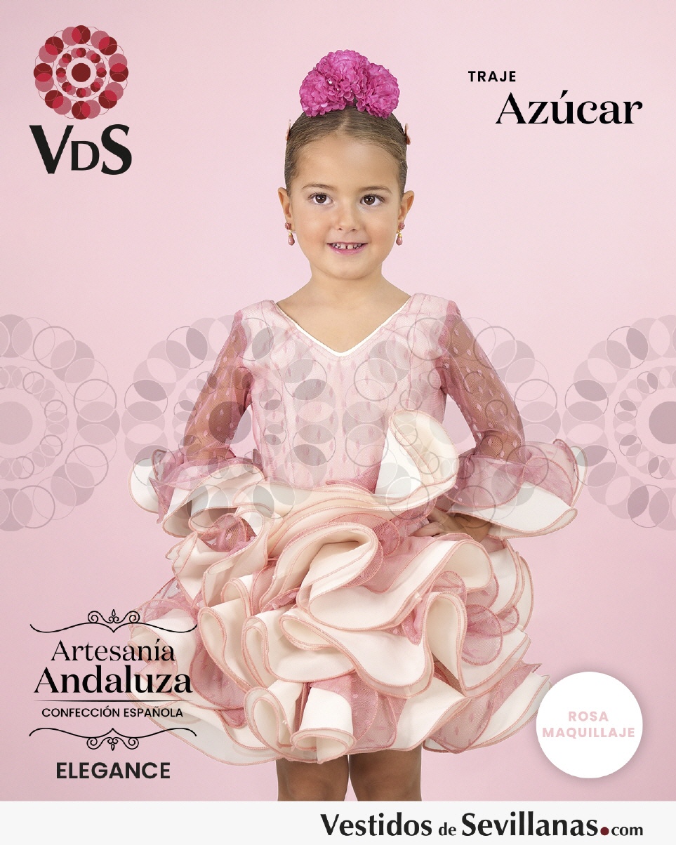 Traje de Flamenca AZ&Uacute;CAR Plumeti_3col