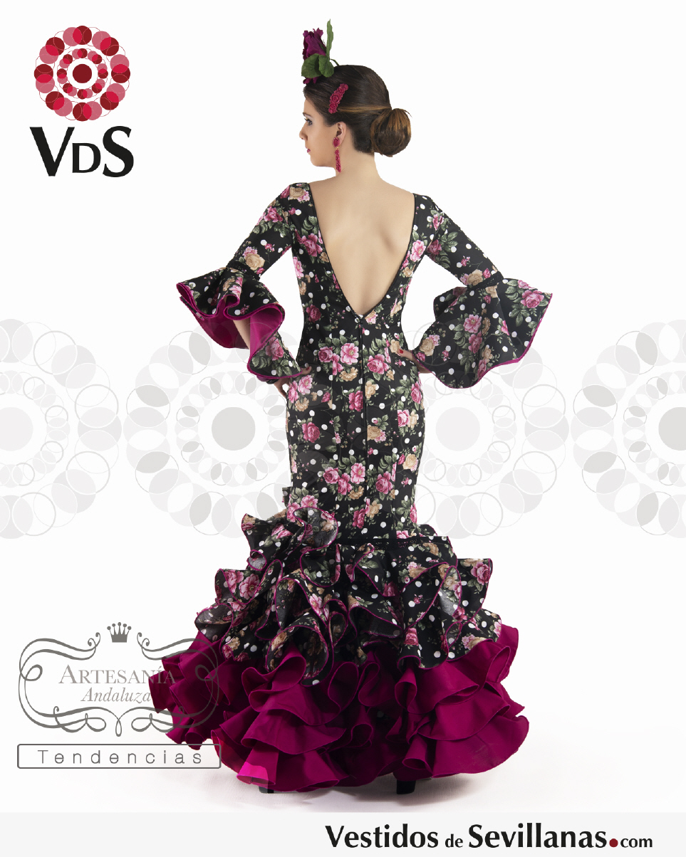 Vestido de Flamenca / Sevillana para Mujer Color Fucsia con Lunares