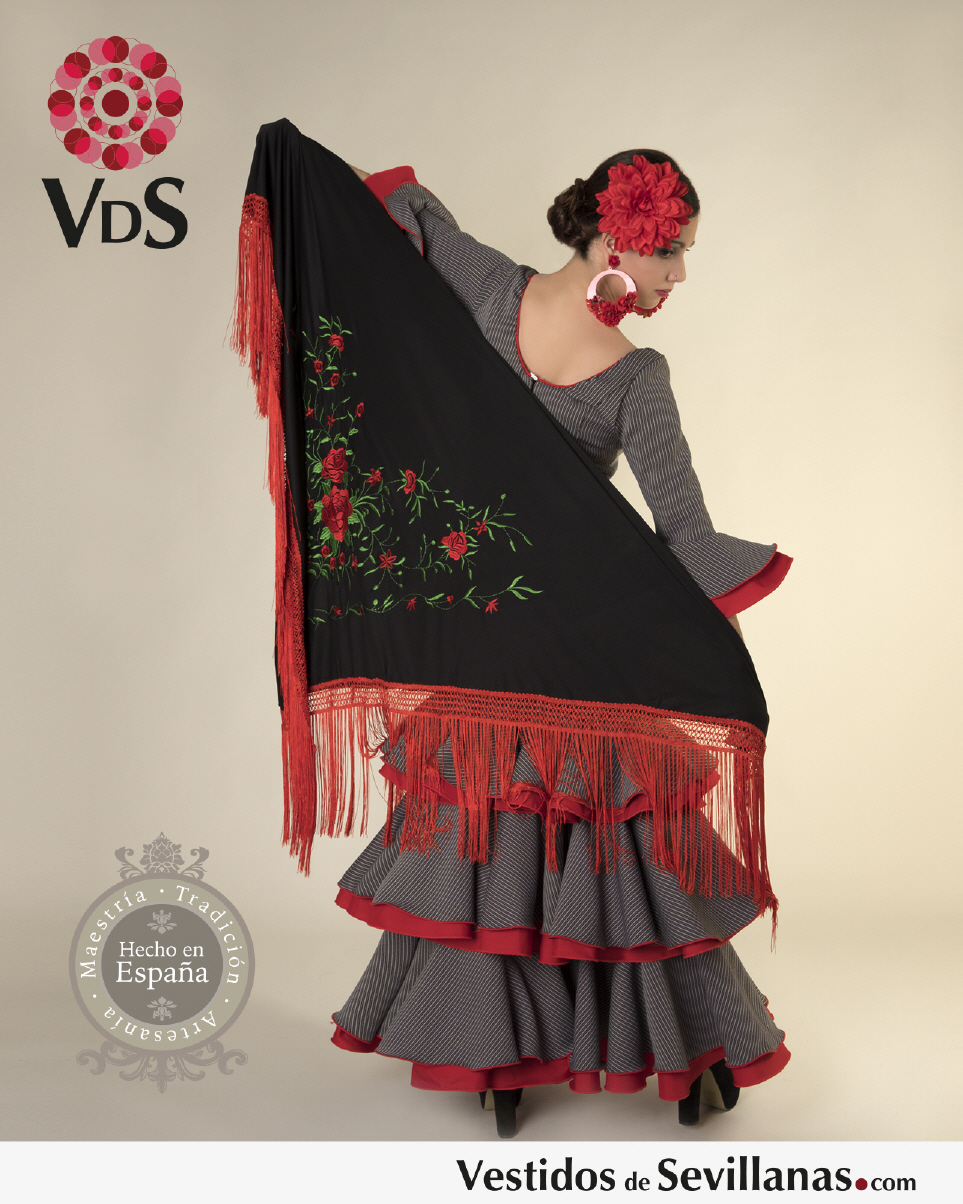 4-mangas con volantes en vestido sencillo de sevillanas, flamenco 