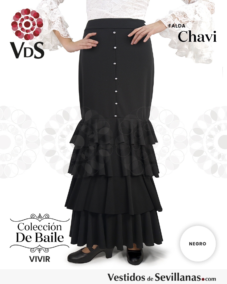 Falda CHAVI Abotonada 4Volantes_3col