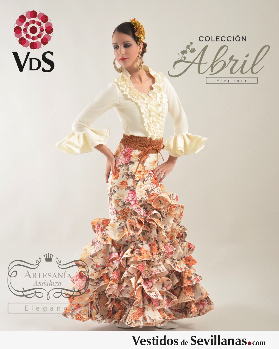 Falda flamenca feria - falda sevillanas beige 2023