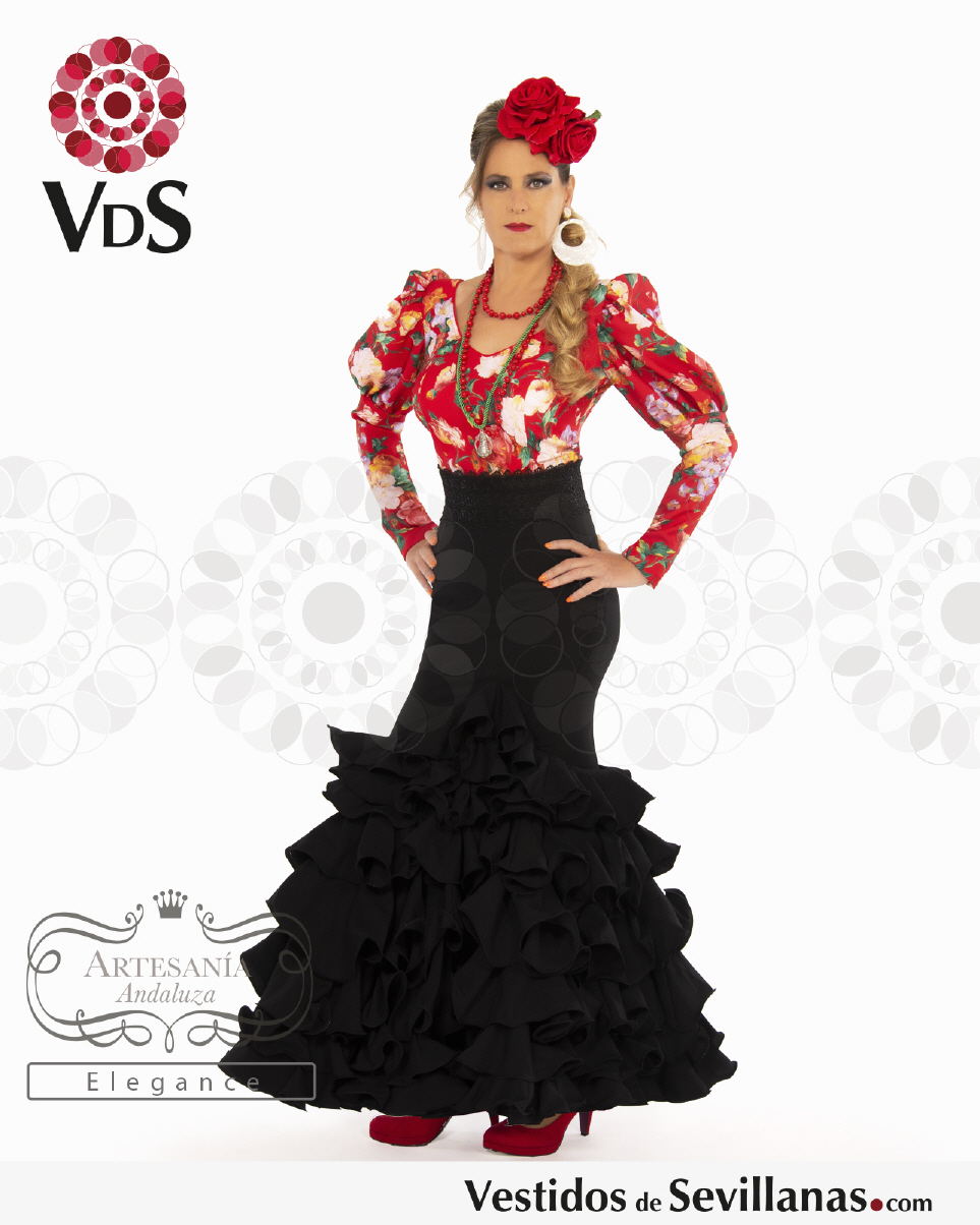 Falda flamenca corta mujer y camisa, Trajes dos piezas