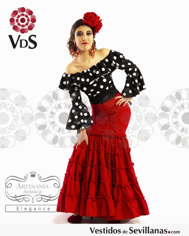 Falda flamenca corta mujer y camisa, Trajes dos piezas