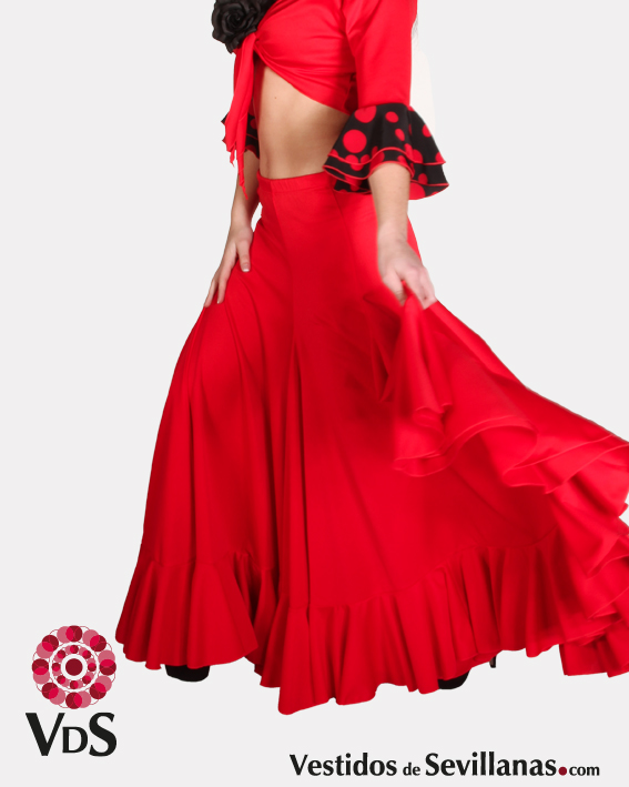 Falda de baile flamenco roja