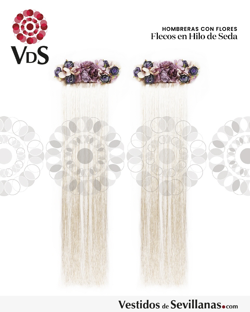 Hombreras con flores y flecos de seda T.L_3col