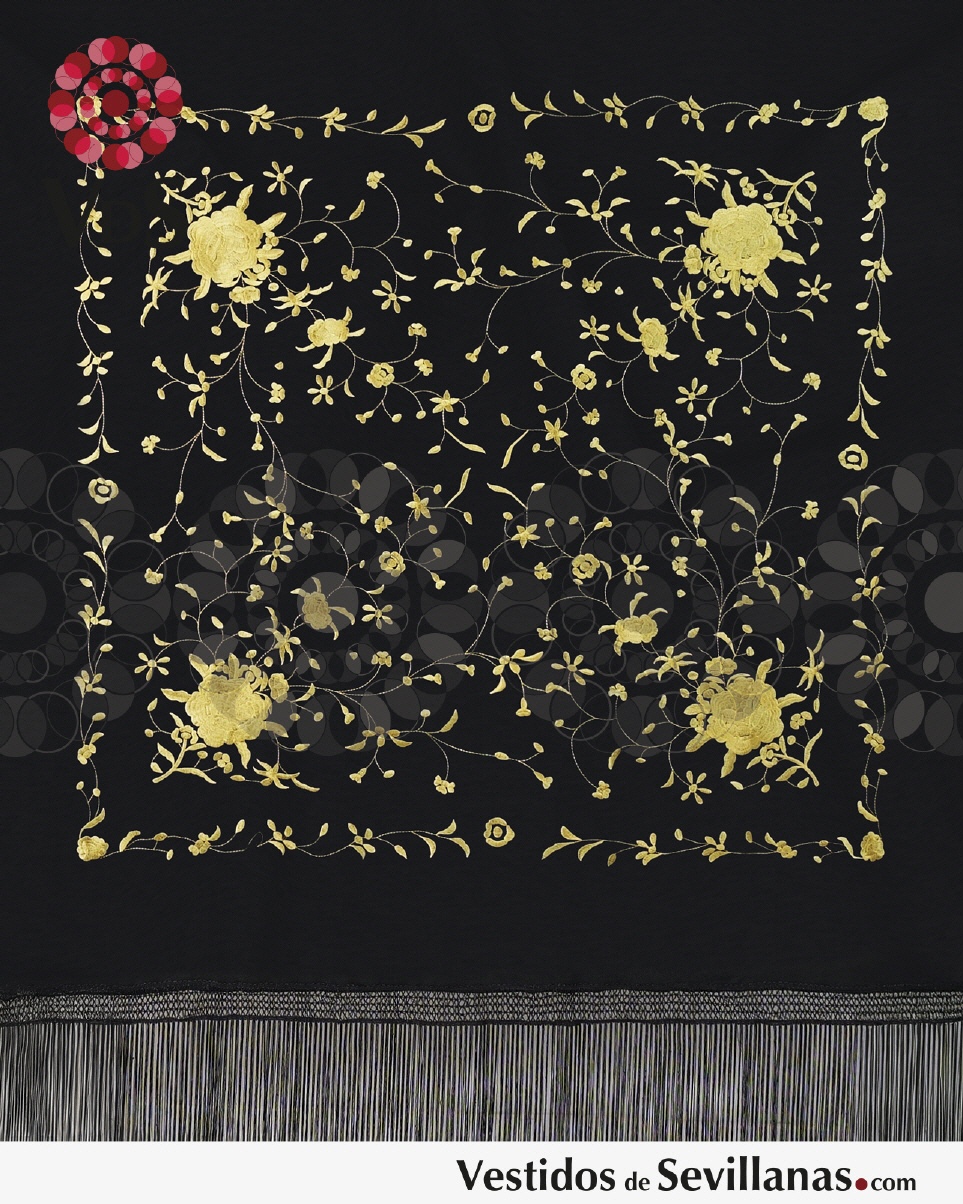 Mantón Cuadrado  FLORA Bordado T.3XL_3col