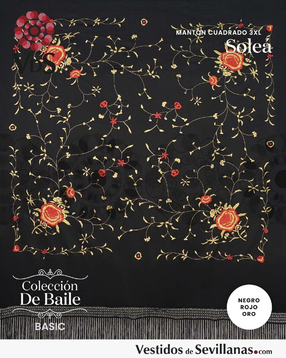 Mantón Cuadrado  SOLEÁ Bordado T.3XL_3col