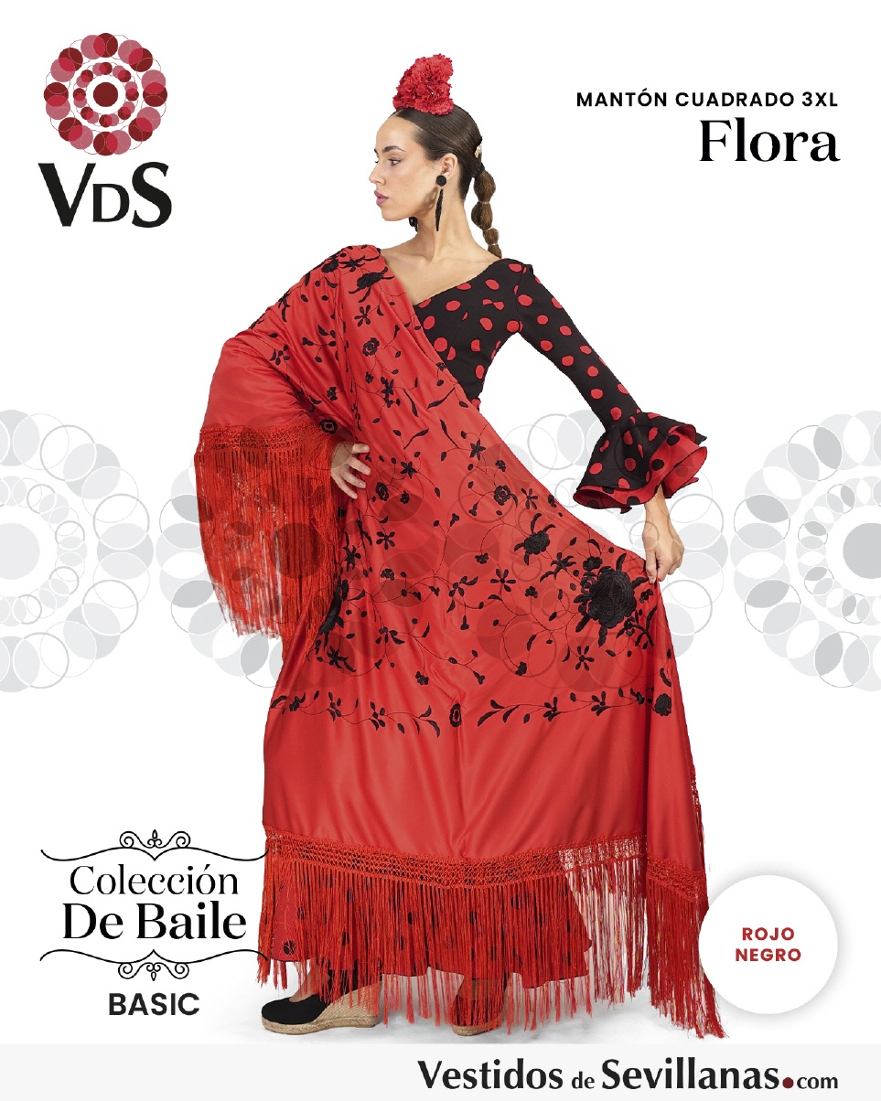 Mant&oacute;n Cuadrado  FLORA Bordado T.3XL_3col
