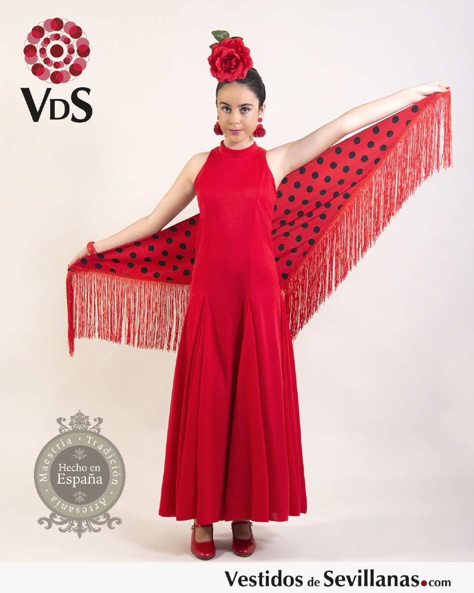 Traje de baile Niña BARAS cuello Maho_3col