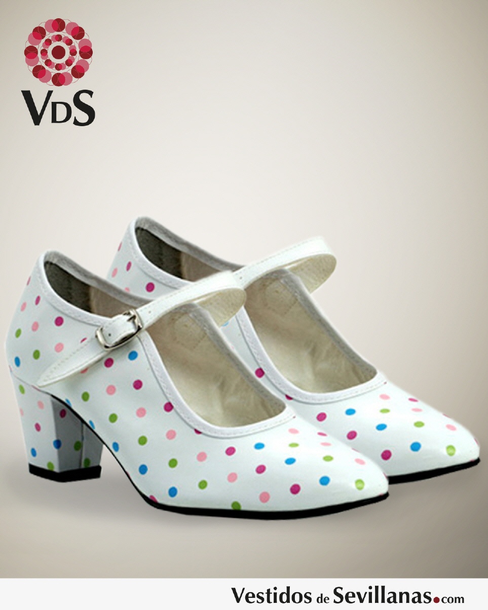 Zapato Flamenco infantil - Color blanco/multicolor_3col
